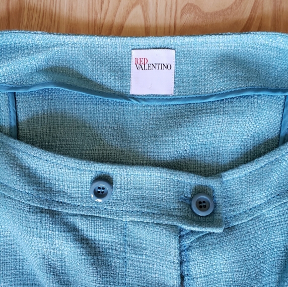 NWOT Valentino Red Two Piece Suit Jacket Skirt blue tweed size 8 Linen blend - Picture 4 of 11